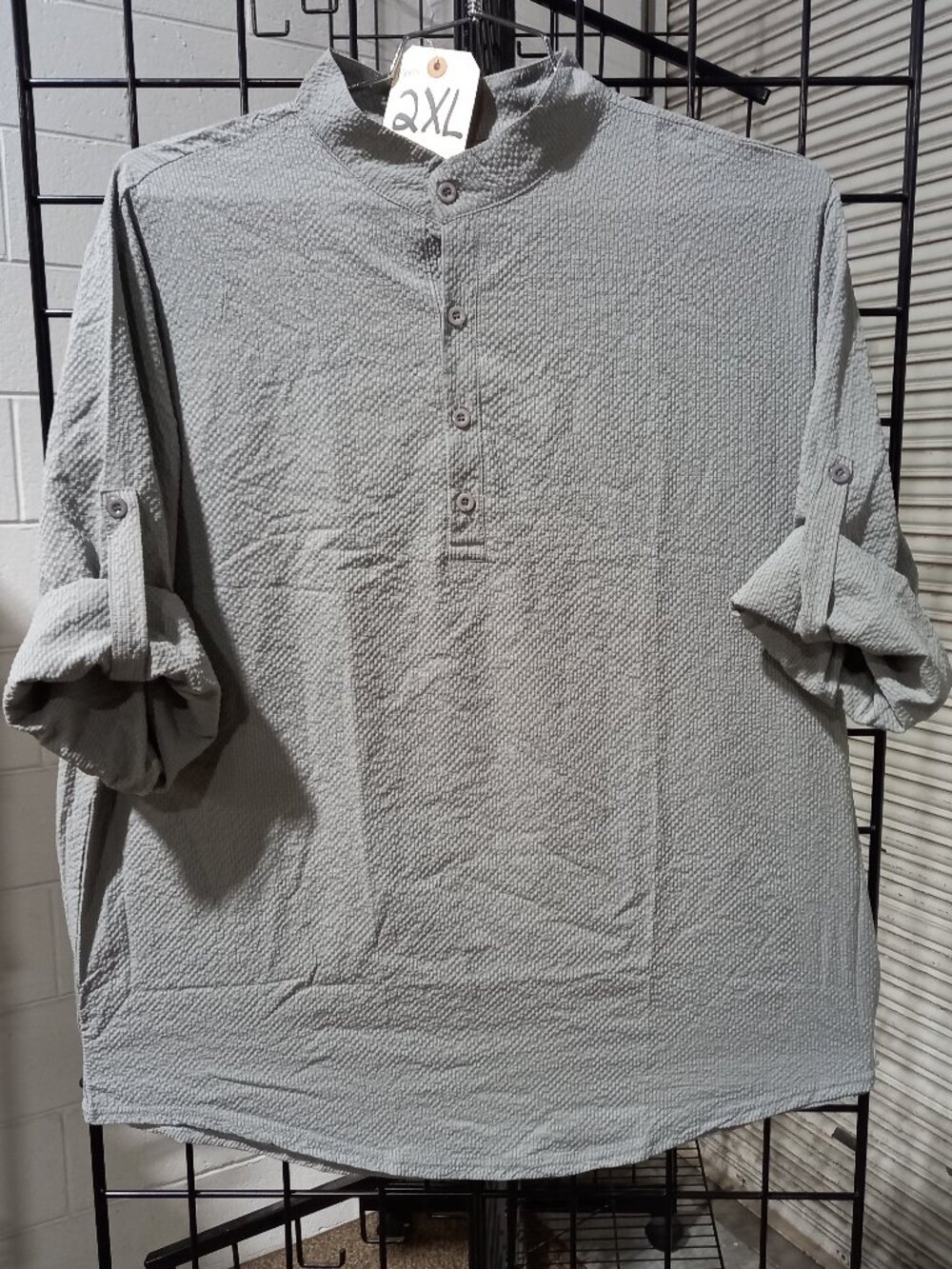Men's Long Sleeve Summer Casual Shirt - Gray | 2XL